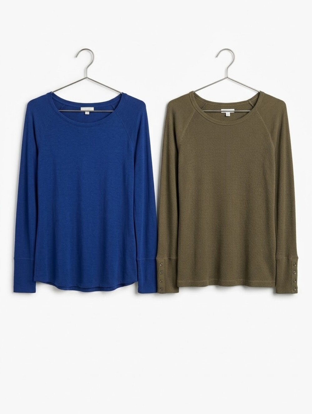 Maurices Long-Sleeve Ribbed Crewneck in Royal Blue and Olive ~ Size Medium